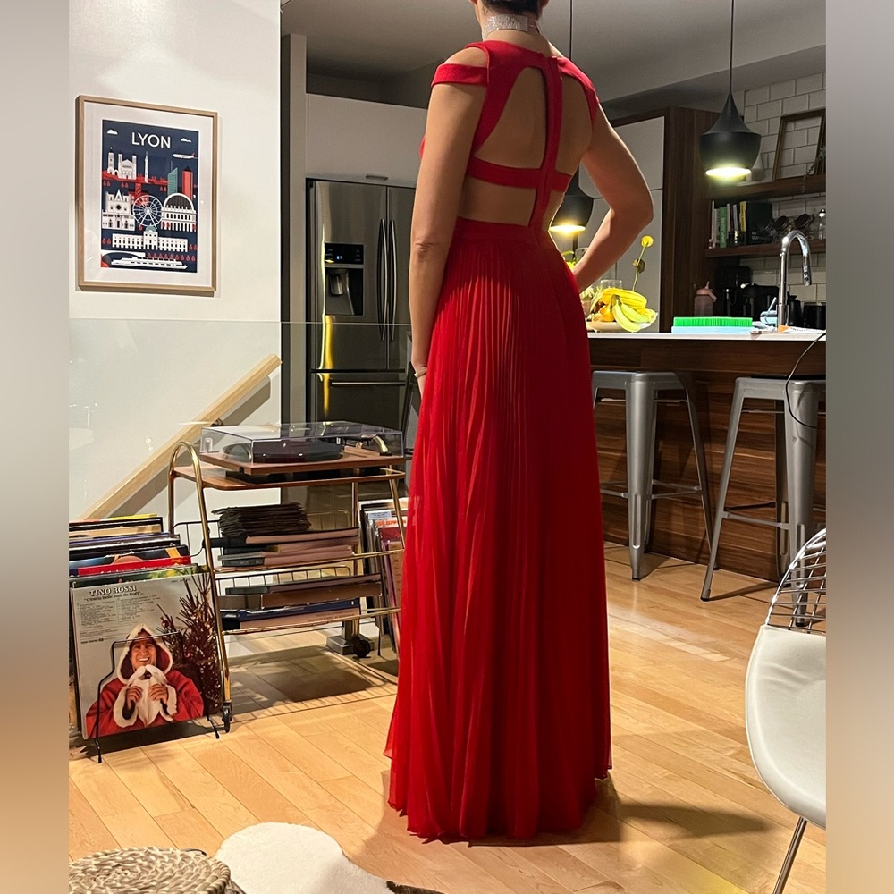 Red cut-out gown